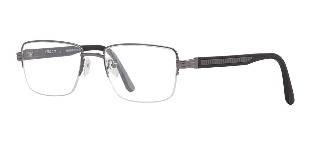 CARETTA Eyeglasses Teenage,Adult Man Rectangular Half Framed Metal Unfiltered CRTTA 7840-C.M02